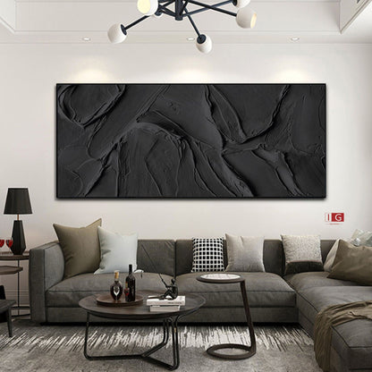Black 3D Abstract Painting Black 3D Textured Painting Black 3D Minimalist