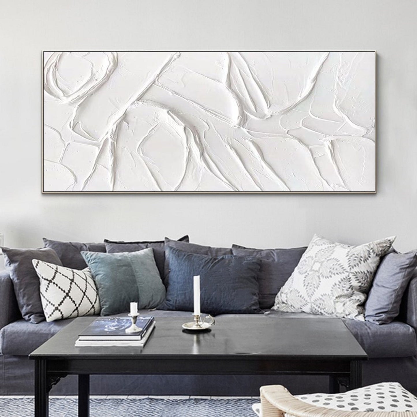 white plaster art plaster art on canvas white minimalist painting white – Abstract Painting