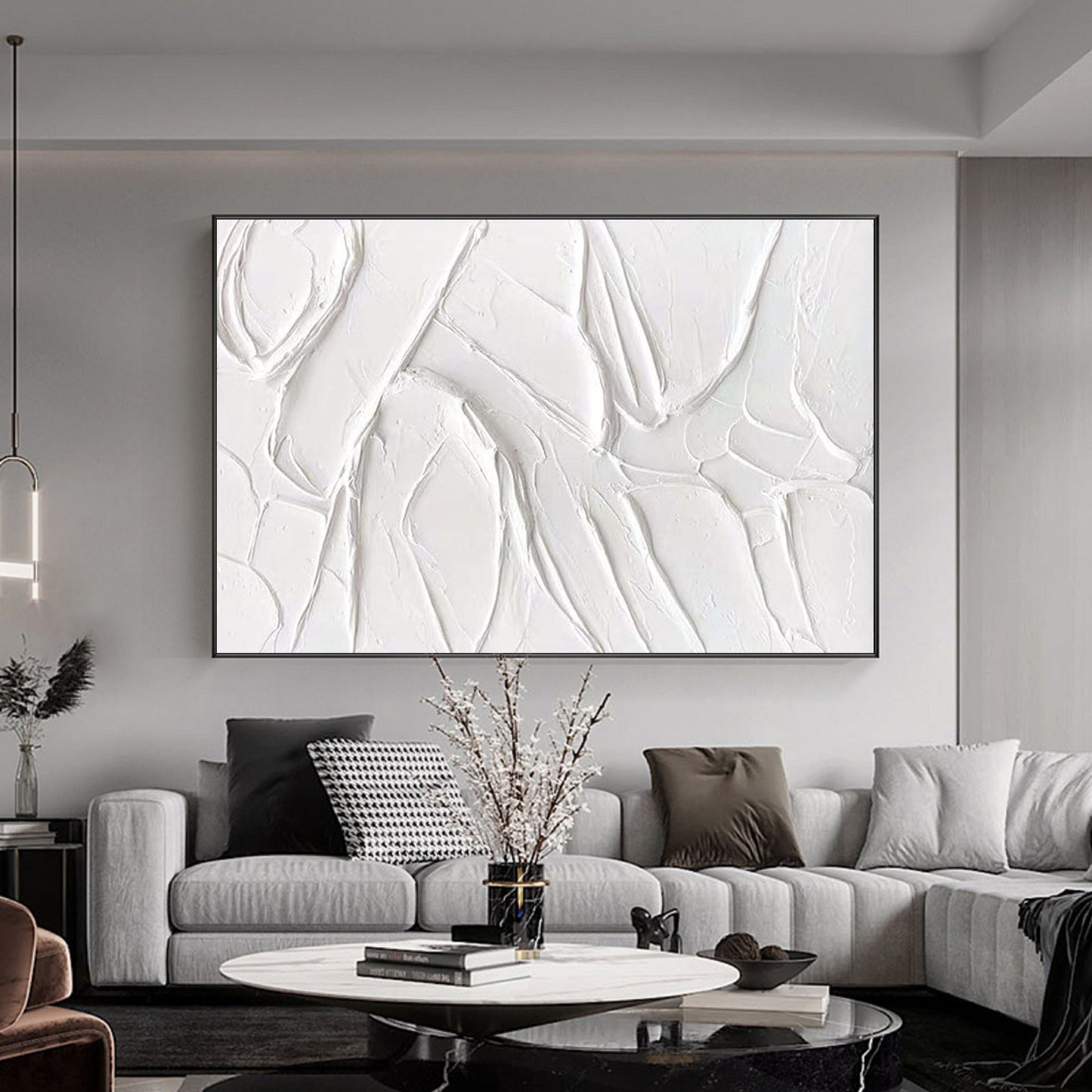 white plaster art plaster art on canvas white minimalist painting white – Abstract Painting