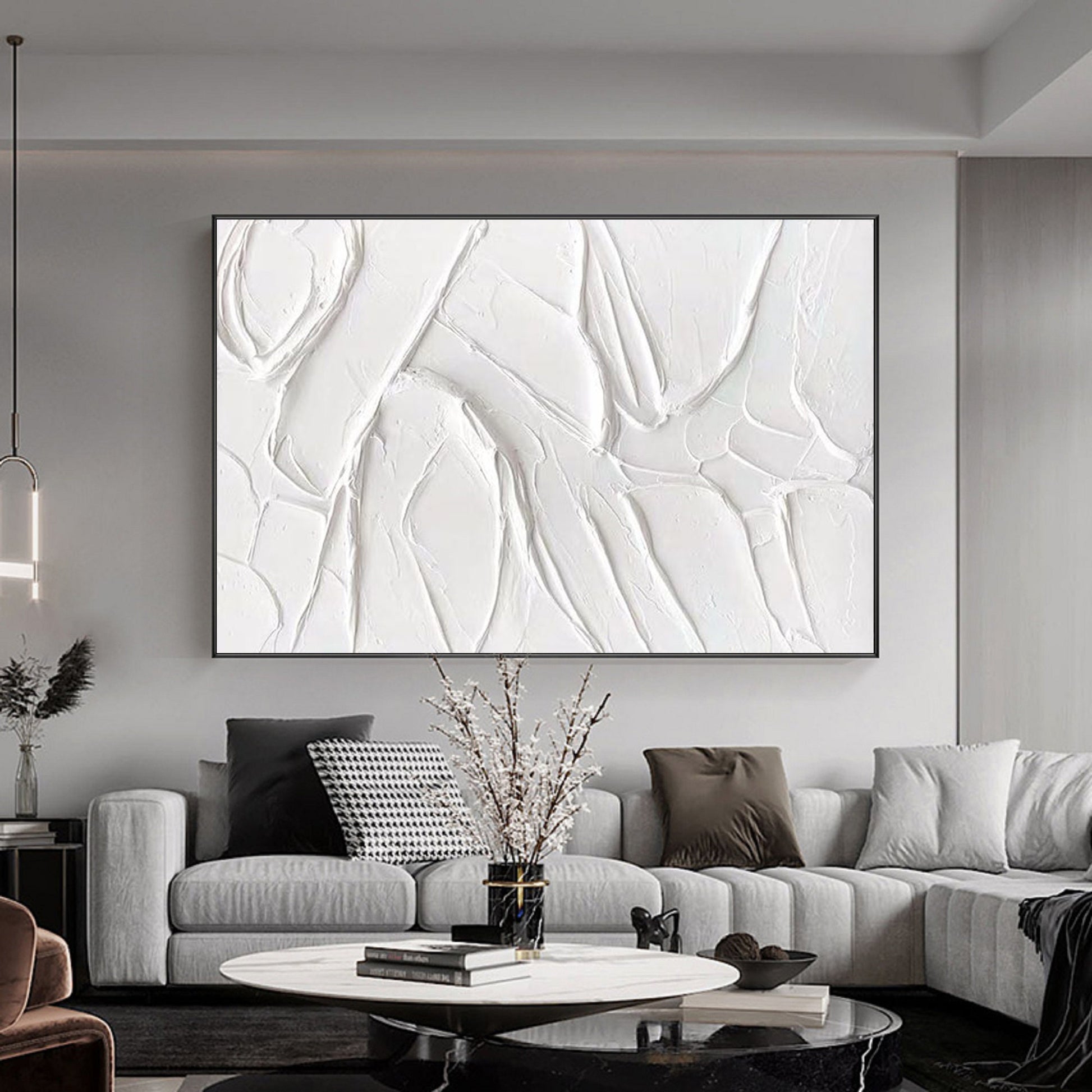 white plaster art plaster art on canvas white minimalist painting white – Abstract Painting