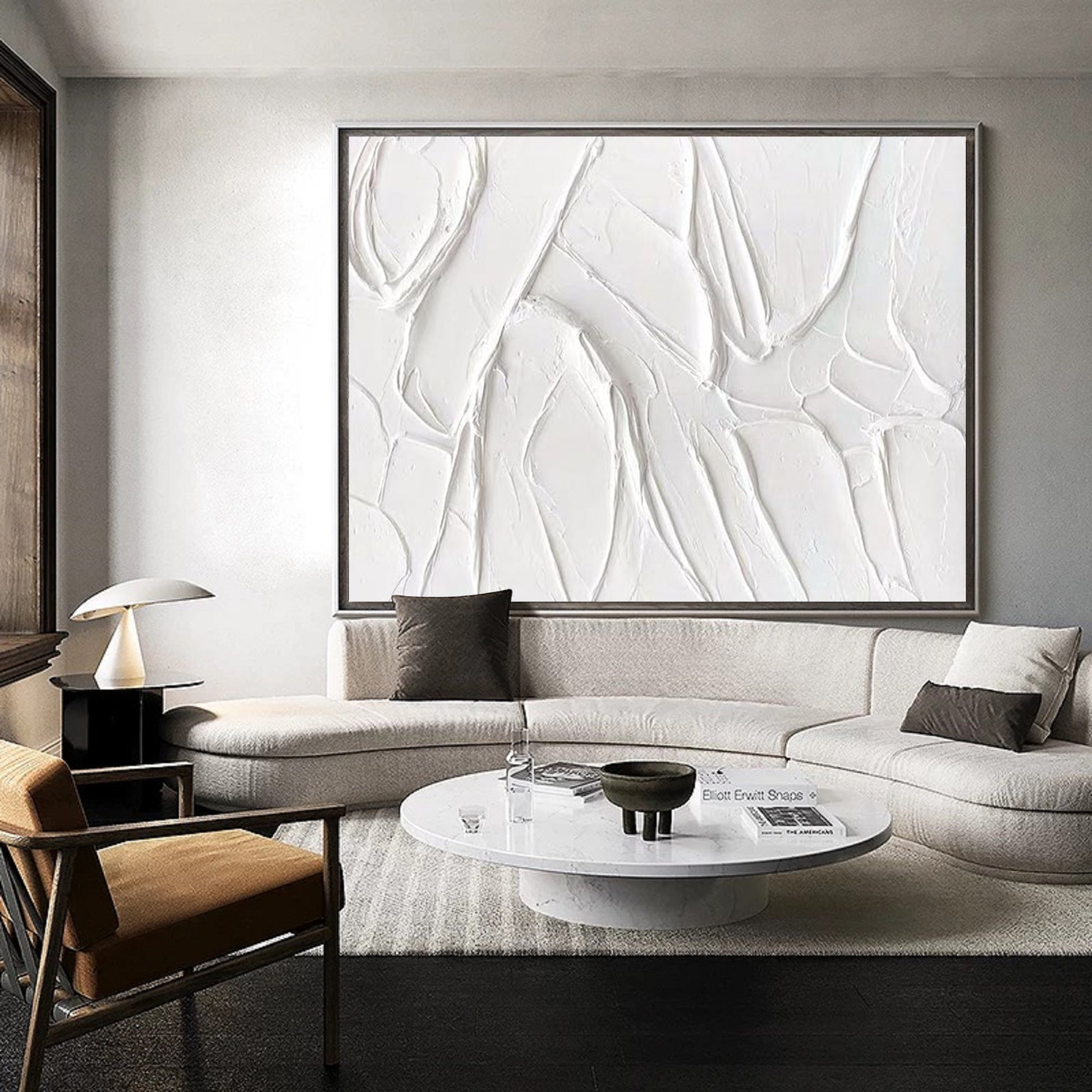 white plaster art plaster art on canvas white minimalist painting white – Abstract Painting