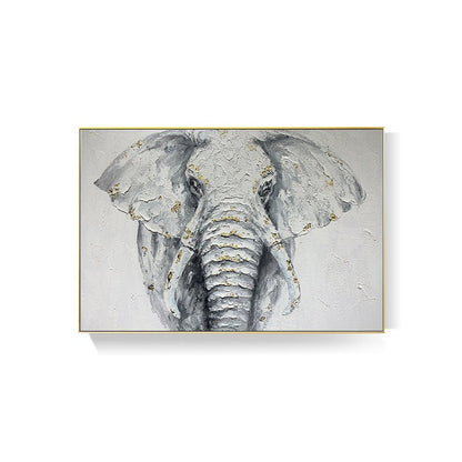 Large Abstract Elephant Oil Painting on Canvas, Original White Elephant Canvas Wall Art, Modern Animal Painting for Living Room, Home Décor