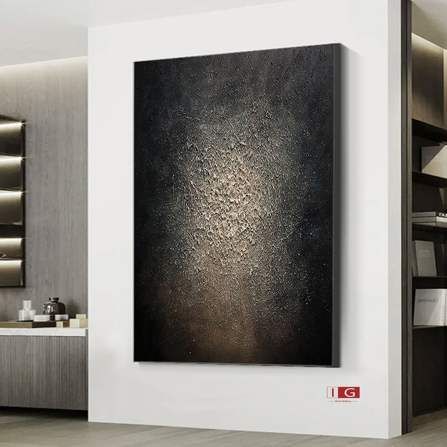 Black and gold abstract art Large Black Abstract Painting Black and gold Wall