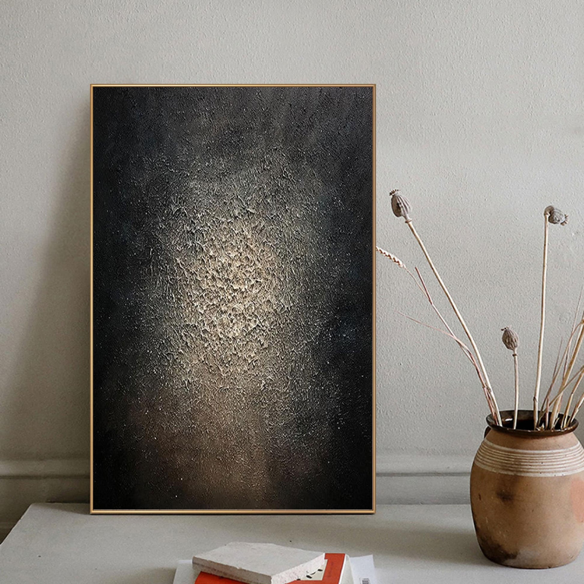 Black and gold abstract art Large Black Abstract Painting Black and gold Wall