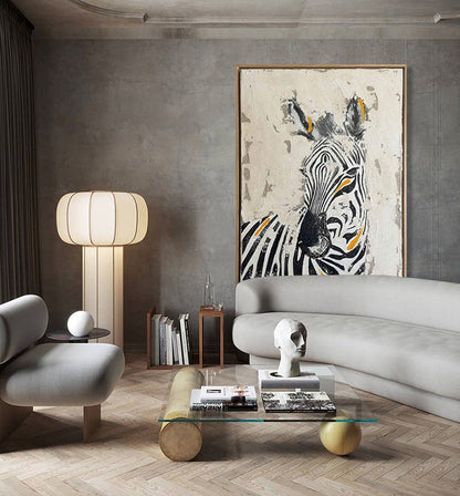 Abstract Zebra Oil Painting on Canvas, Large Original Zebra Canvas Wall Art, Modern Hand-painted Animal Painting for Living Room, Home Décor