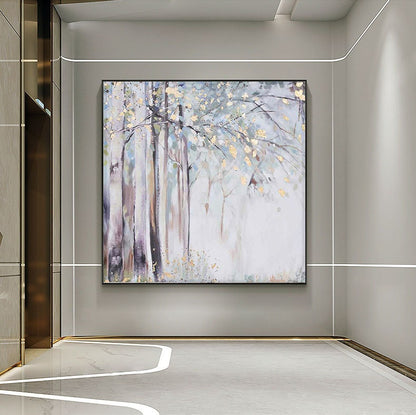 Large Abstract Tree Canvas Wall Art, Hand-painted Landscape Oil Painting on Canvas, Modern Forest Wall Art for Living Room, Bedroom décor