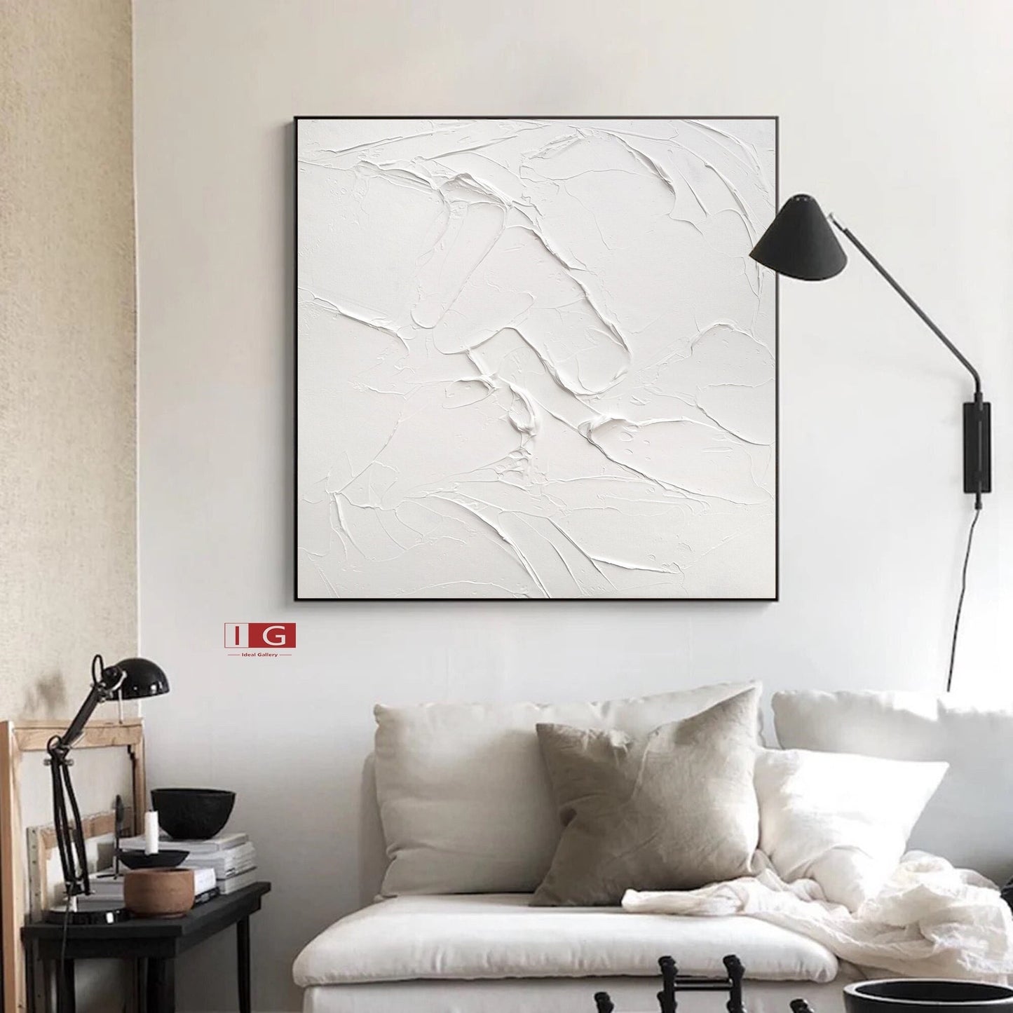 White Textured Painting – Large Abstract Plaster Wall Art – Abstract Painting