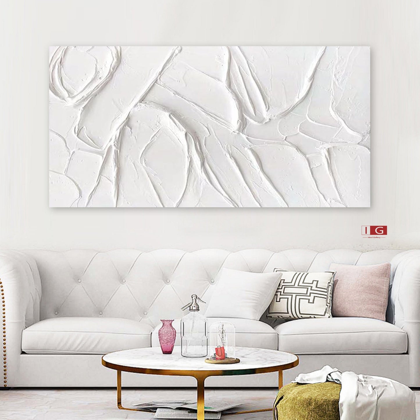 white plaster art plaster art on canvas white minimalist painting white – Abstract Painting