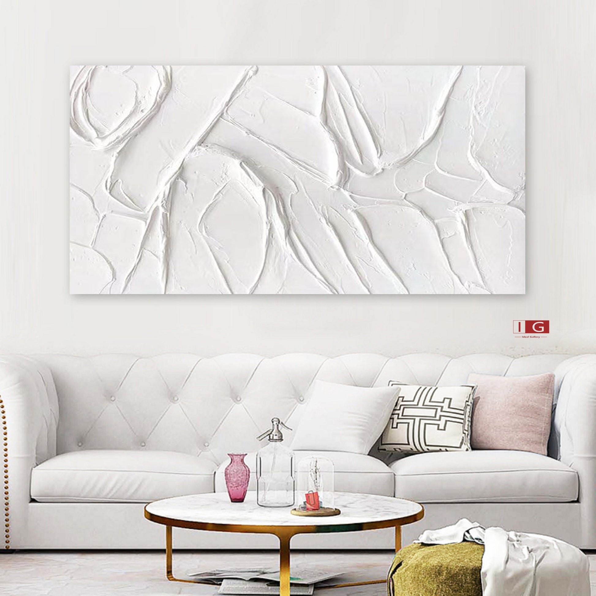 white plaster art plaster art on canvas white minimalist painting white – Abstract Painting
