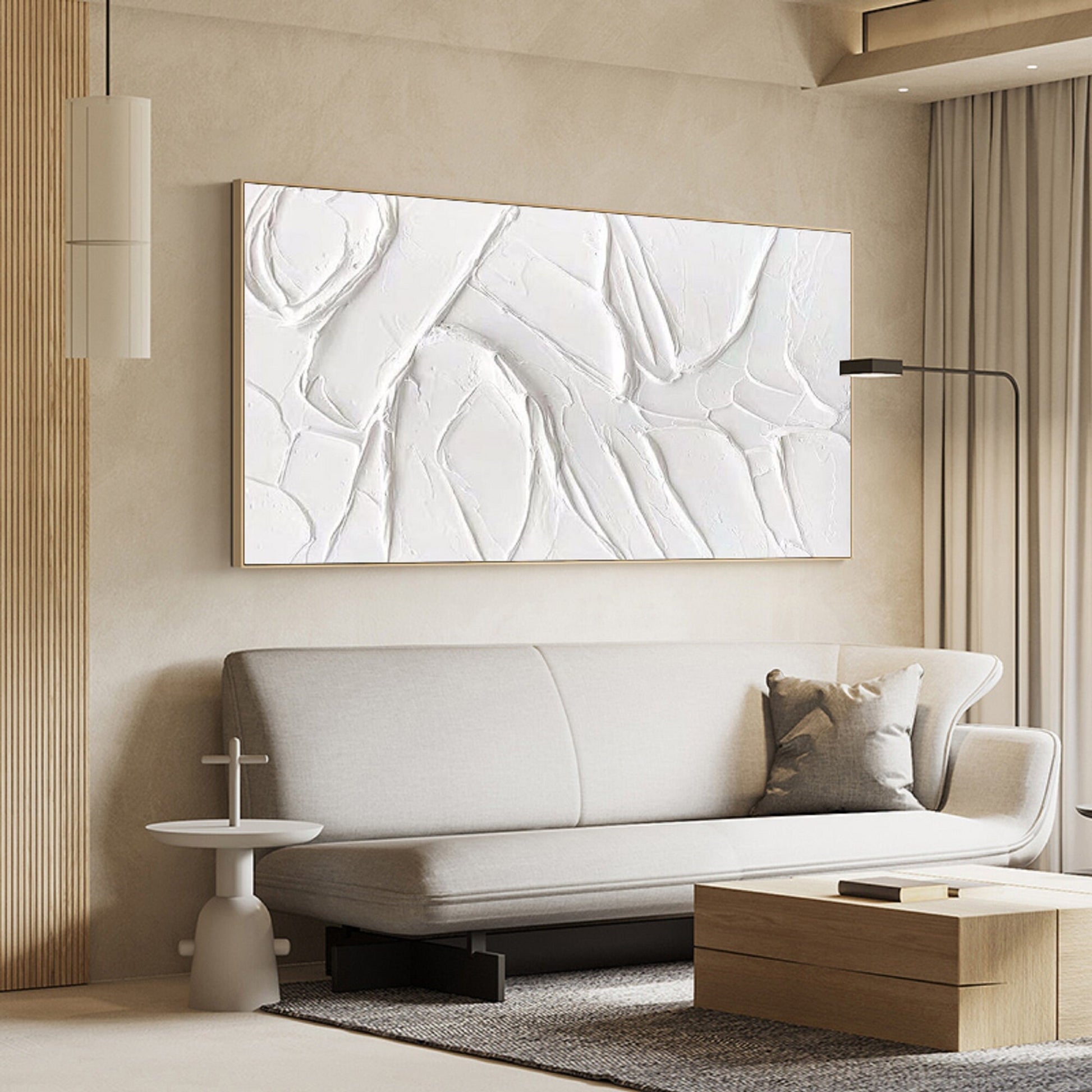 white plaster art plaster art on canvas white minimalist painting white – Abstract Painting