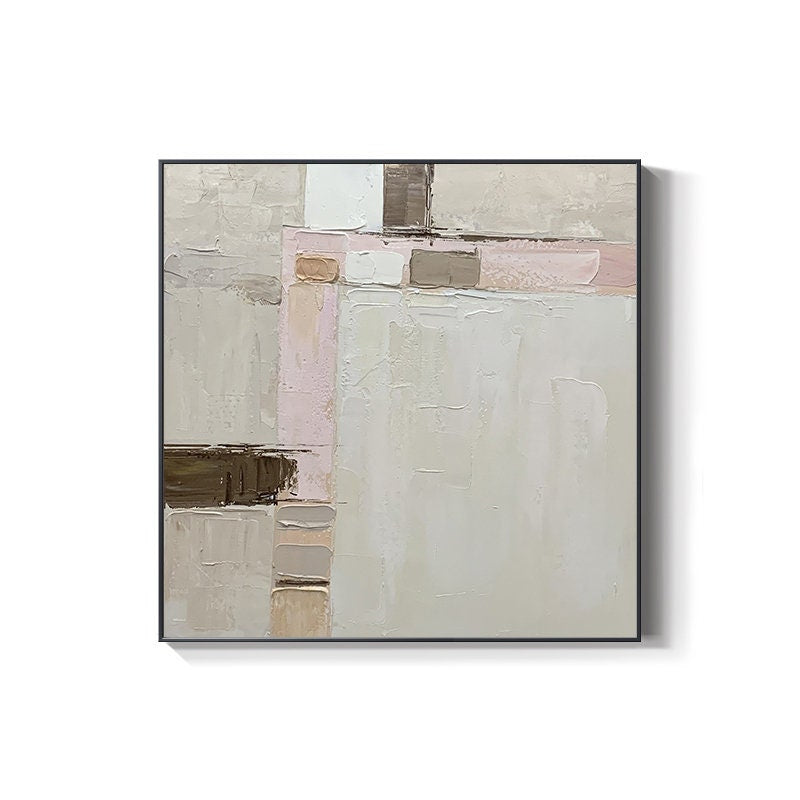 Abstract Geometric Oil Painting on Canvas, Large Original Textured Canvas Wall Art, Modern Minimalist Wall Art for Living Room, Home Décor