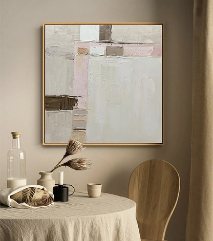 Abstract Geometric Oil Painting on Canvas, Large Original Textured Canvas Wall Art, Modern Minimalist Wall Art for Living Room, Home Décor