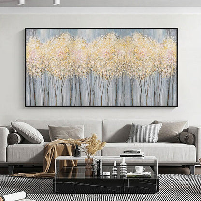 Large Blooming Flowers Oil Painting – Abstract Floral Wall Art