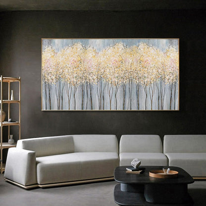 Large Blooming Flowers Oil Painting – Abstract Floral Wall Art