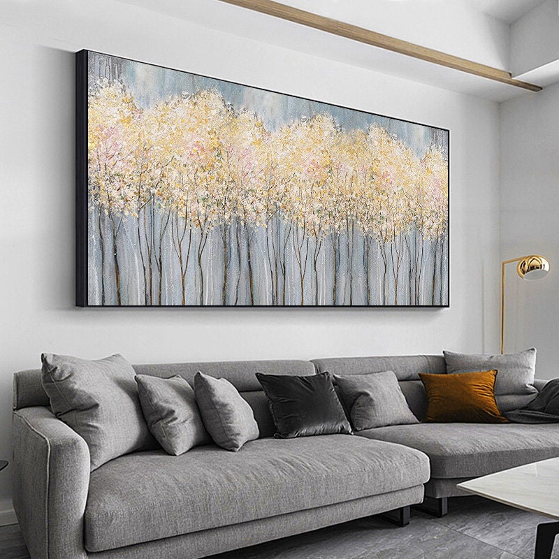 Large Blooming Flowers Oil Painting – Abstract Floral Wall Art