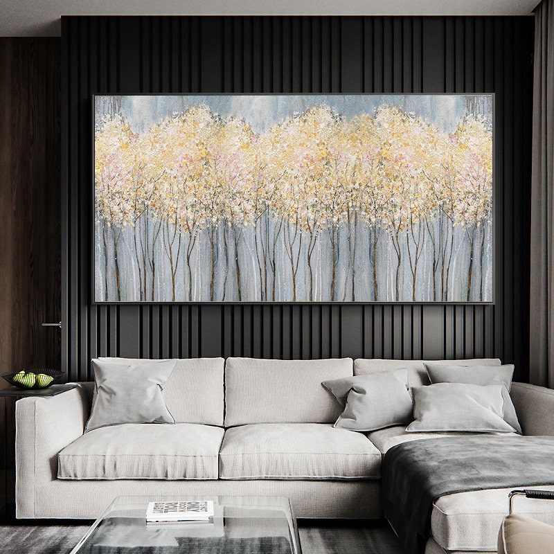 Large Blooming Flowers Oil Painting – Abstract Floral Wall Art