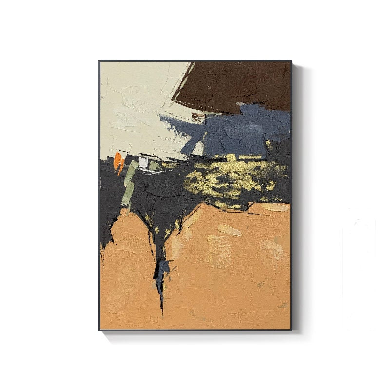 Yellow and Black Abstract Oil Painting on Canvas, Large Original Hand-painted Canvas Wall Art, Modern Minimalist Wall Art for Living Room