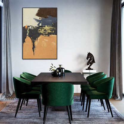 Yellow and Black Abstract Oil Painting on Canvas, Large Original Hand-painted Canvas Wall Art, Modern Minimalist Wall Art for Living Room