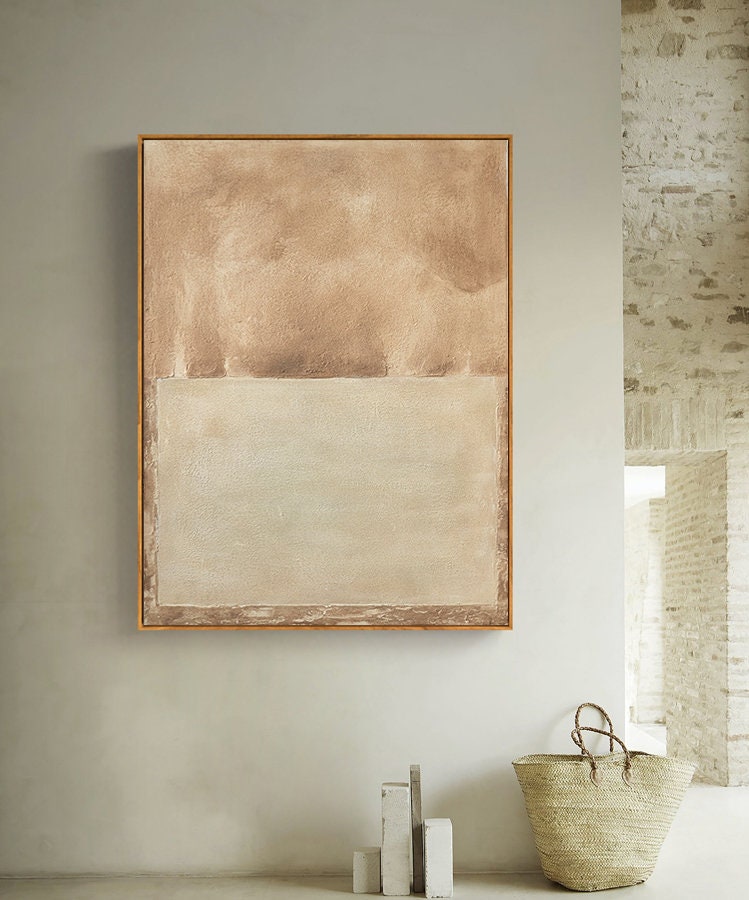 Large Abstract Oil Painting on Canvas, Original Brown and Beige Canvas Wall Art, Modern Minimalist Wall Art for Living Room, Bedroom Décor
