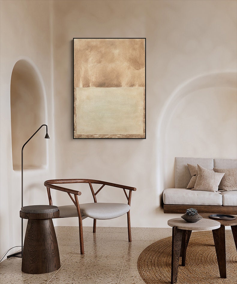 Large Abstract Oil Painting on Canvas, Original Brown and Beige Canvas Wall Art, Modern Minimalist Wall Art for Living Room, Bedroom Décor
