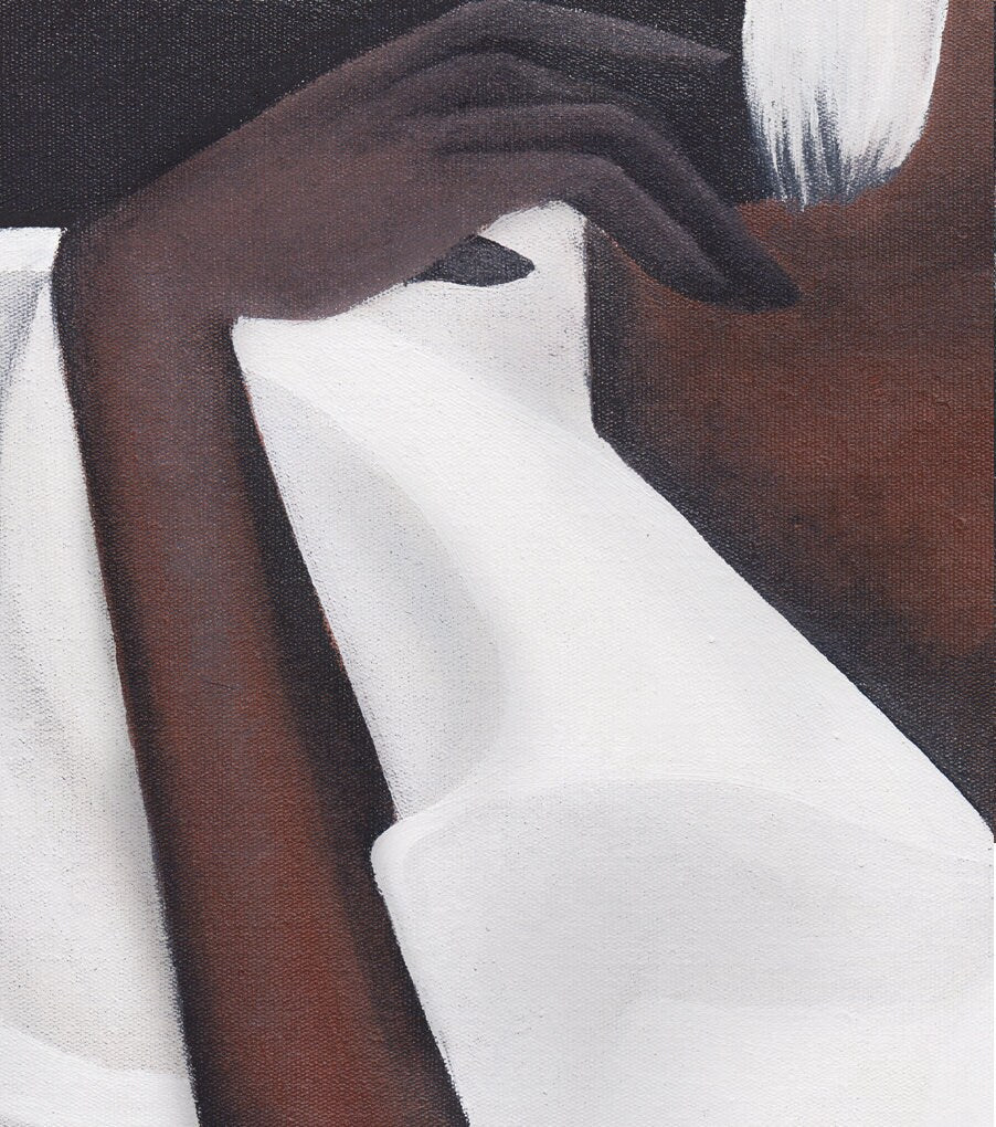 Abstract Black Woman Figure Canvas Wall Art, Modern African Woman Oil Painting on Canvas, Large Minimalist Figure Wall Art for Living Room