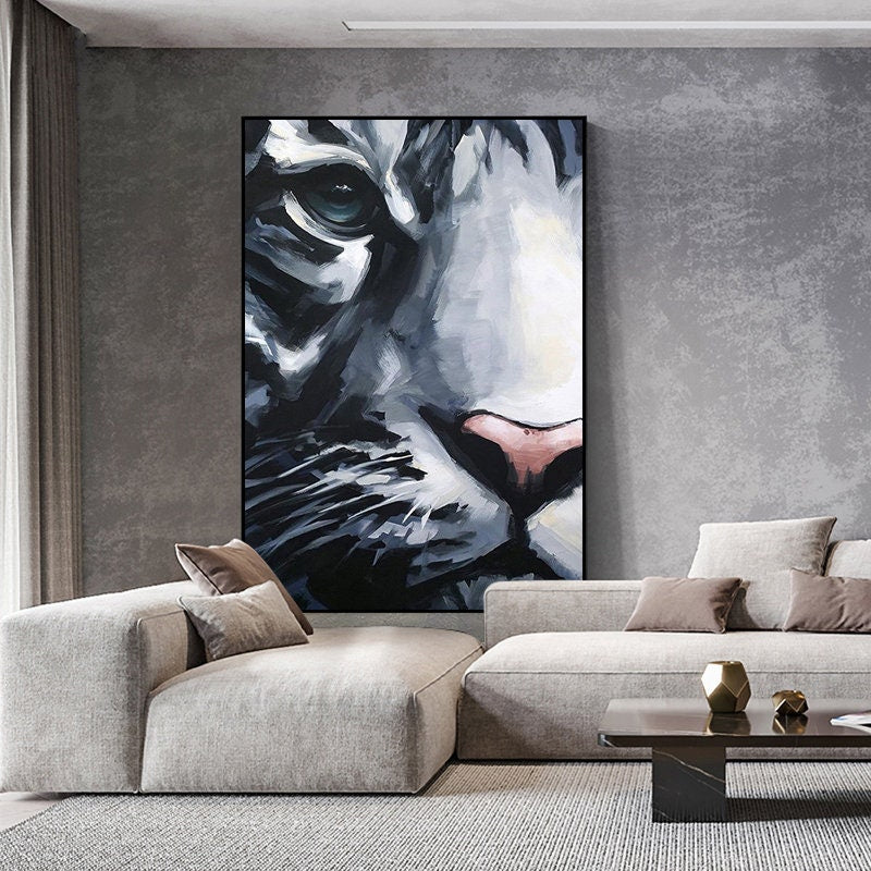 Original Tiger Oil Painting on Canvas, Large Abstract Tiger Canvas Wall Art, Modern Animal Painting for Living Room, Bedroom Décor
