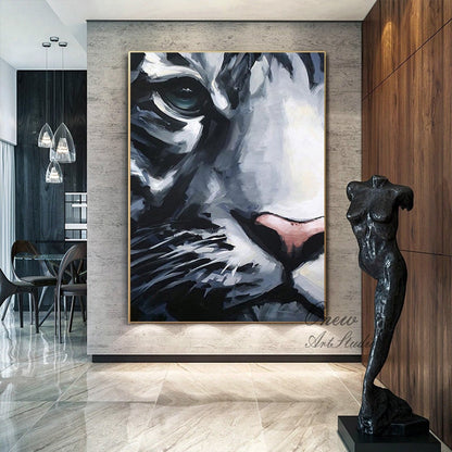Original Tiger Oil Painting on Canvas, Large Abstract Tiger Canvas Wall Art, Modern Animal Painting for Living Room, Bedroom Décor
