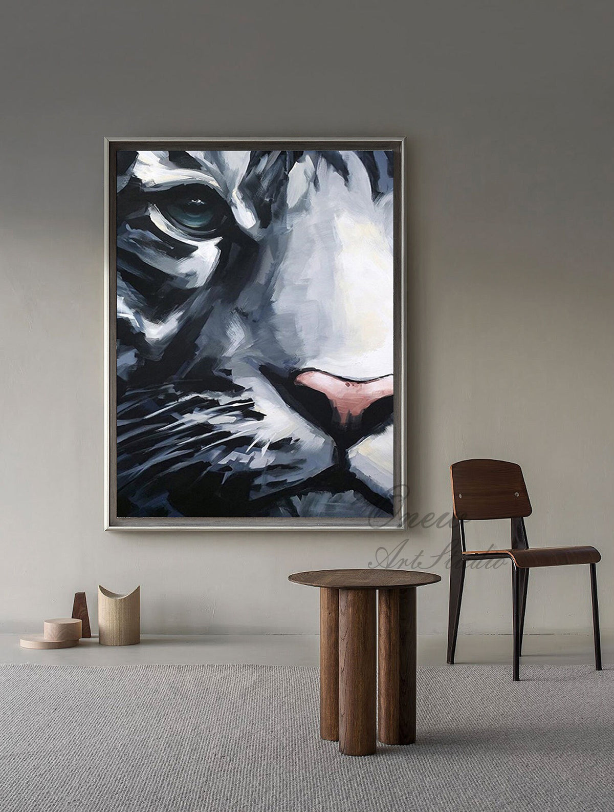 Original Tiger Oil Painting on Canvas, Large Abstract Tiger Canvas Wall Art, Modern Animal Painting for Living Room, Bedroom Décor