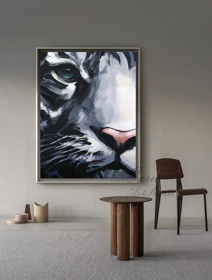 Original Tiger Oil Painting on Canvas, Large Abstract Tiger Canvas Wall Art, Modern Animal Painting for Living Room, Bedroom Décor