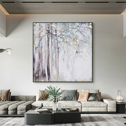 Large Abstract Tree Canvas Wall Art, Hand-painted Landscape Oil Painting on Canvas, Modern Forest Wall Art for Living Room, Bedroom décor
