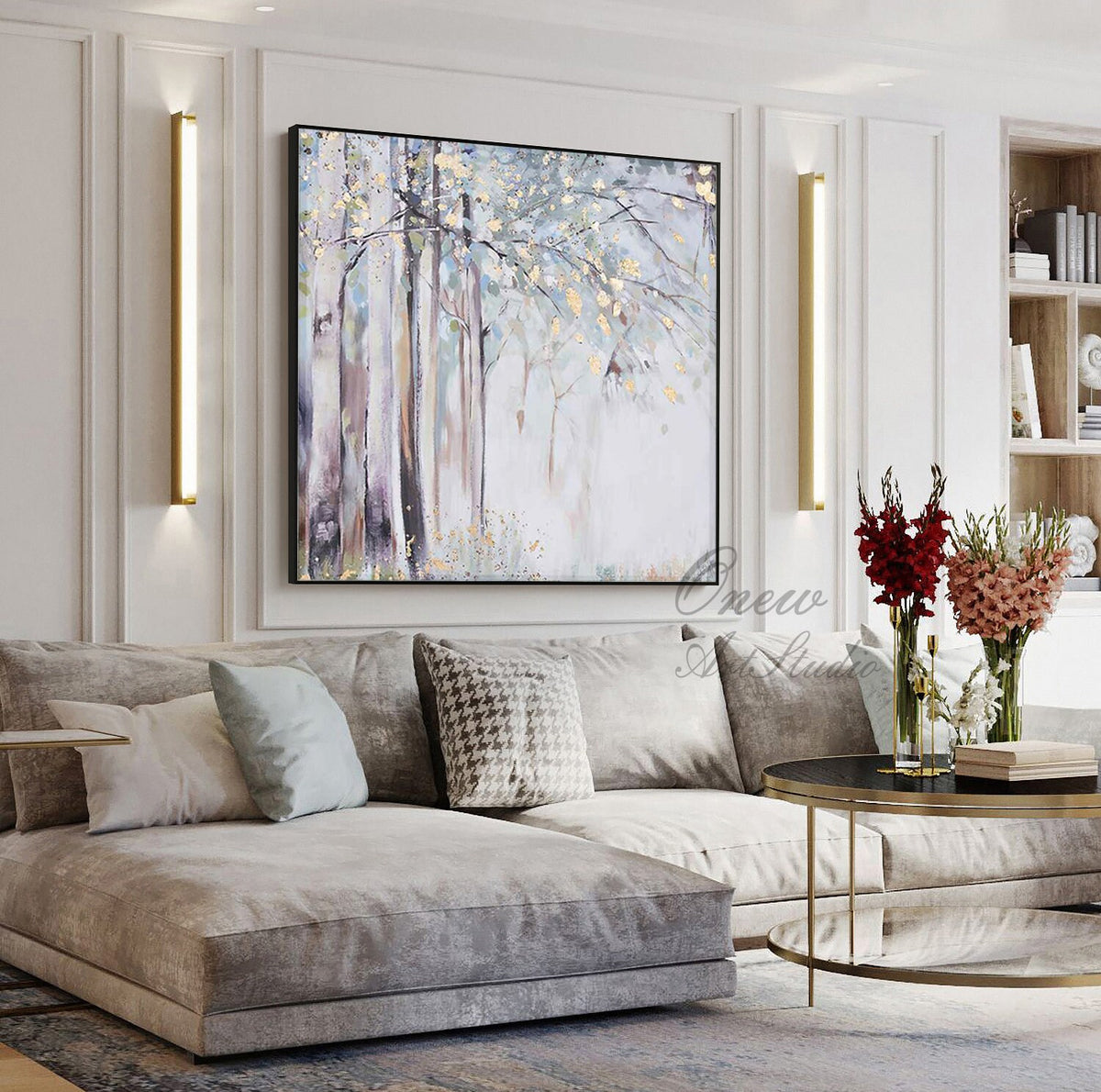 Large Abstract Tree Canvas Wall Art, Hand-painted Landscape Oil Painting on Canvas, Modern Forest Wall Art for Living Room, Bedroom décor