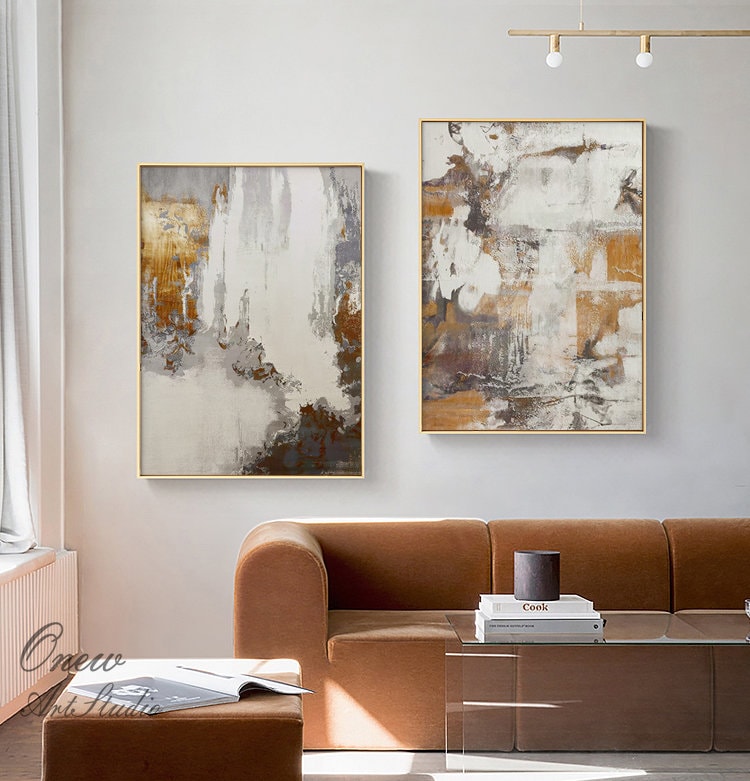 Gray and Brown Abstract Oil Painting on Canvas, Large Original Hand Painted Canvas Art, Modern Textured Wall Art for Living Room Home Decor