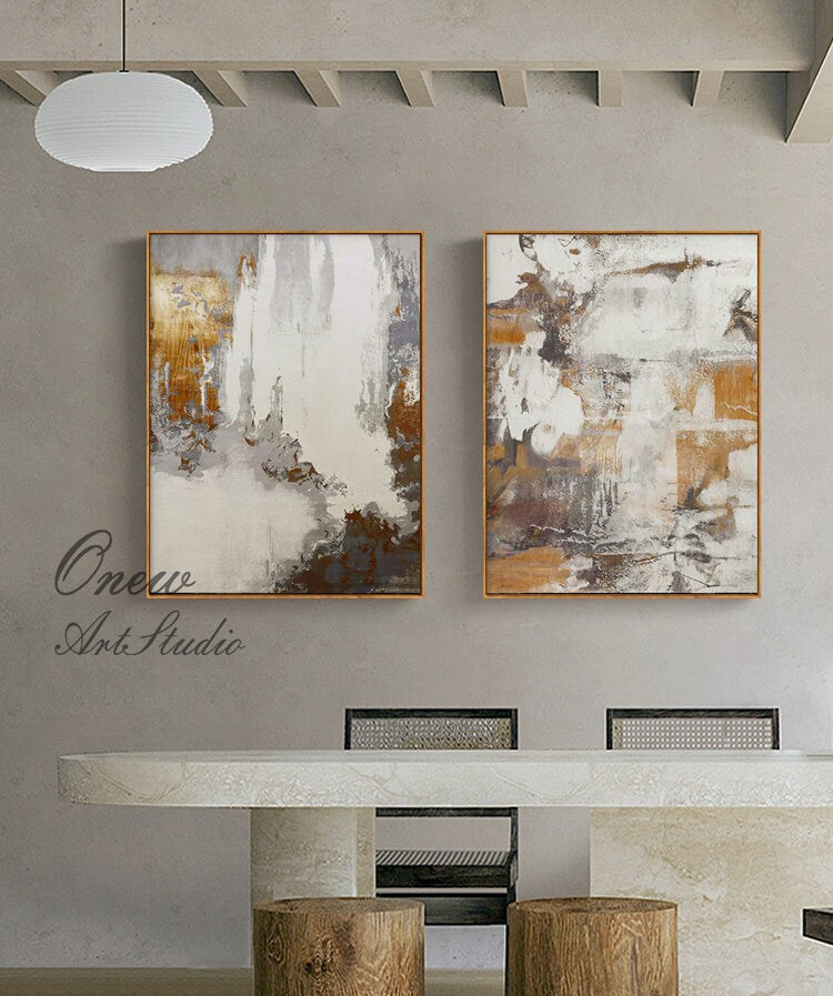 Gray and Brown Abstract Oil Painting on Canvas, Large Original Hand Painted Canvas Art, Modern Textured Wall Art for Living Room Home Decor
