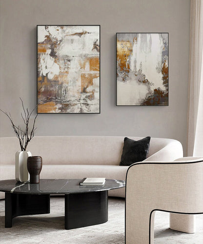 Gray and Brown Abstract Oil Painting on Canvas, Large Original Hand Painted Canvas Art, Modern Textured Wall Art for Living Room Home Decor