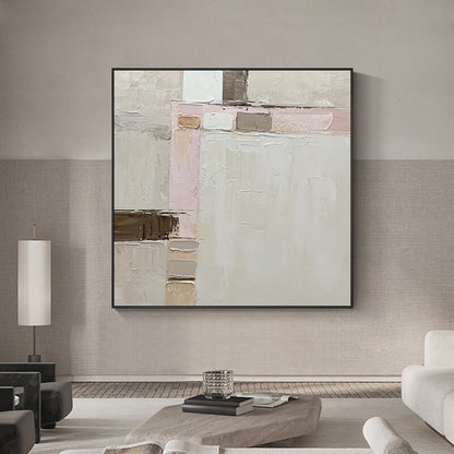 Abstract Geometric Oil Painting on Canvas, Large Original Textured Canvas Wall Art, Modern Minimalist Wall Art for Living Room, Home Décor