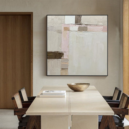 Abstract Geometric Oil Painting on Canvas, Large Original Textured Canvas Wall Art, Modern Minimalist Wall Art for Living Room, Home Décor