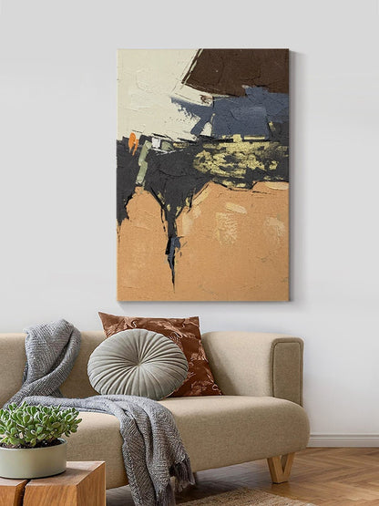 Yellow and Black Abstract Oil Painting on Canvas, Large Original Hand-painted Canvas Wall Art, Modern Minimalist Wall Art for Living Room