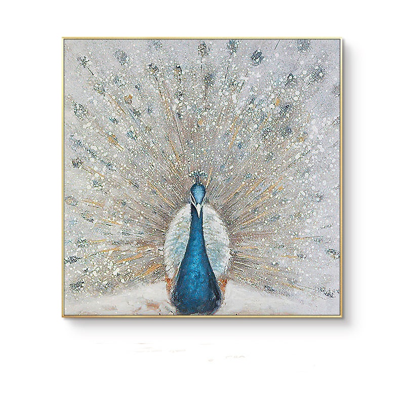 Large Abstract Peacock Oil Painting on Canvas, Original Hand-painted Peacock Canvas Wall Art, Modern Animal Wall Art for Living Room Bedroom