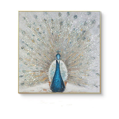 Large Abstract Peacock Oil Painting on Canvas, Original Hand-painted Peacock Canvas Wall Art, Modern Animal Wall Art for Living Room Bedroom