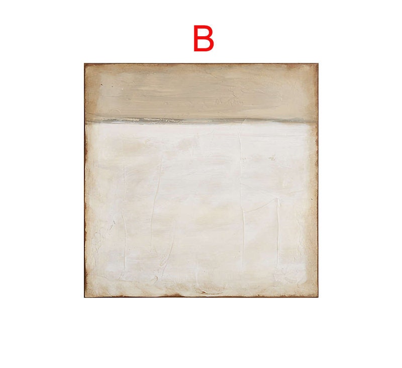 May include: Abstract painting with a beige top section and a white bottom section. The white section has subtle brushstrokes and texture.