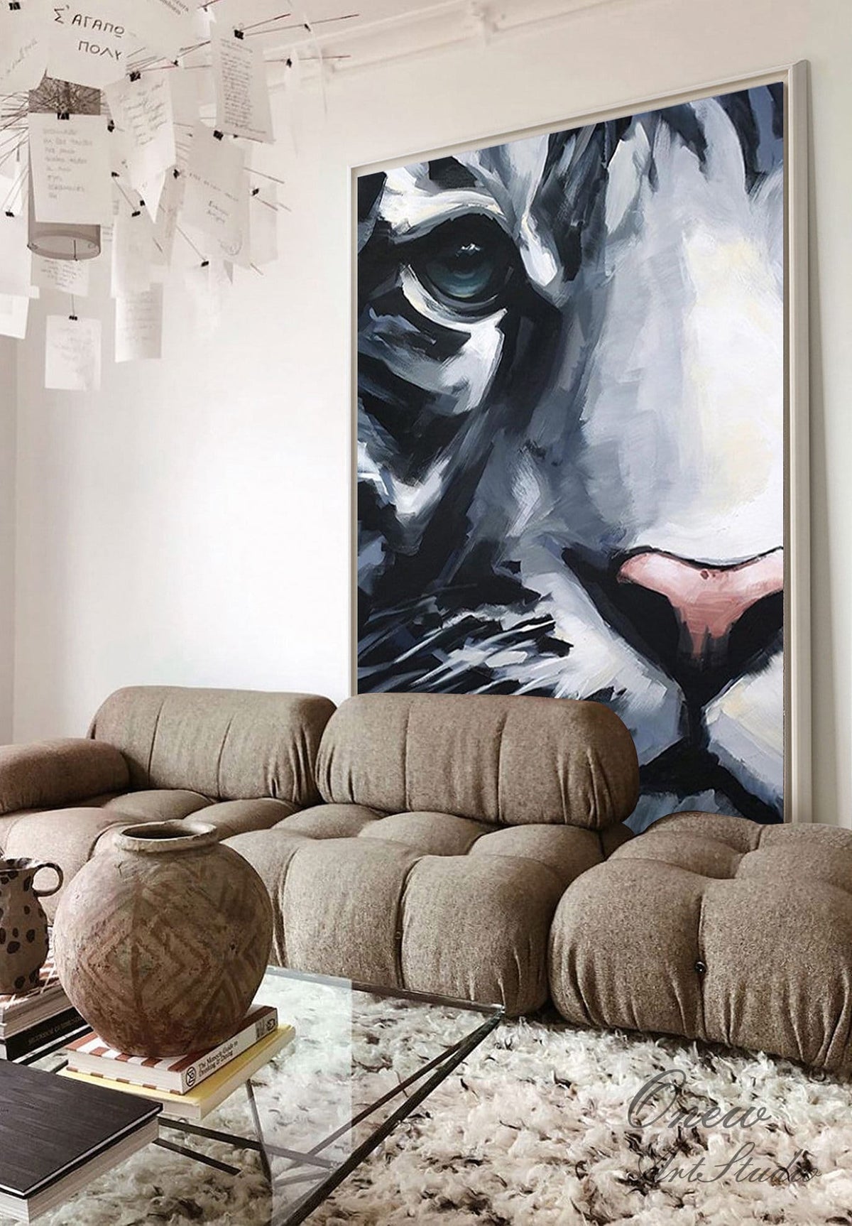 Original Tiger Oil Painting on Canvas, Large Abstract Tiger Canvas Wall Art, Modern Animal Painting for Living Room, Bedroom Décor