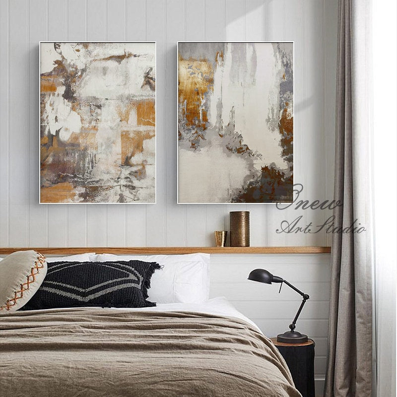 Gray and Brown Abstract Oil Painting on Canvas, Large Original Hand Painted Canvas Art, Modern Textured Wall Art for Living Room Home Decor