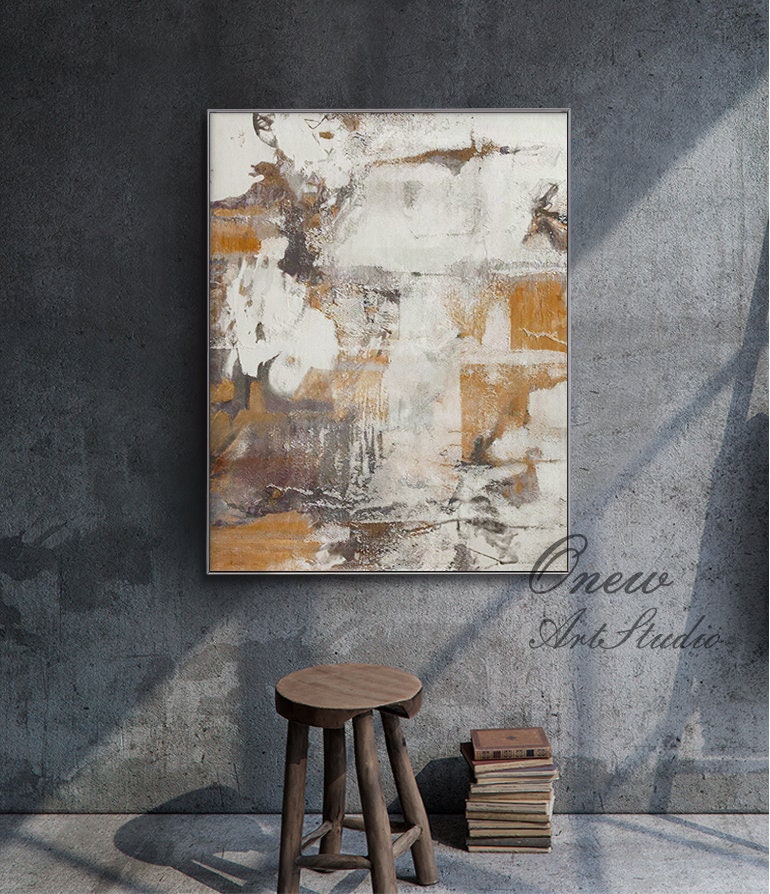Gray and Brown Abstract Oil Painting on Canvas, Large Original Hand Painted Canvas Art, Modern Textured Wall Art for Living Room Home Decor