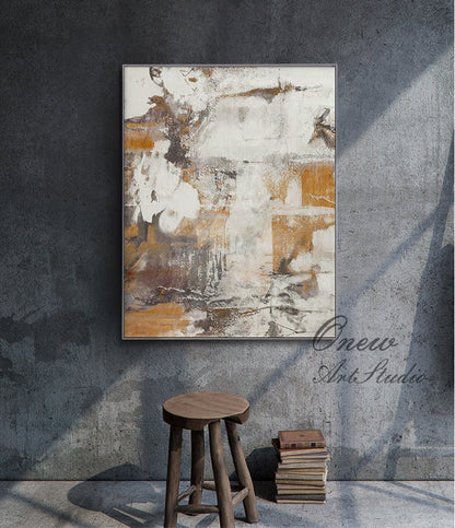 Gray and Brown Abstract Oil Painting on Canvas, Large Original Hand Painted Canvas Art, Modern Textured Wall Art for Living Room Home Decor