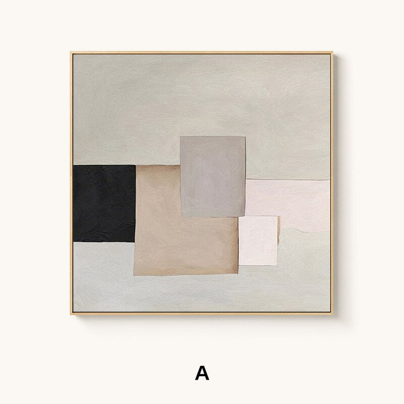 Large Abstract Canvas Wall Art, Original Geometric Acrylic Painting on Canvas, Modern Minimalist Oil Painting for Living Room, Bedroom Decor