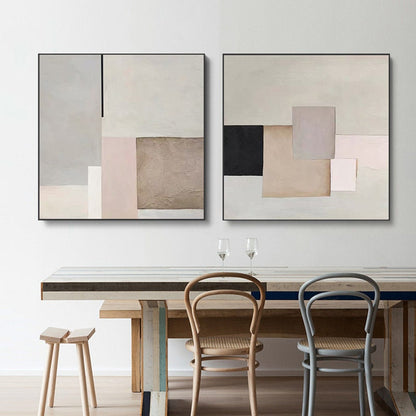 Large Abstract Canvas Wall Art, Original Geometric Acrylic Painting on Canvas, Modern Minimalist Oil Painting for Living Room, Bedroom Decor