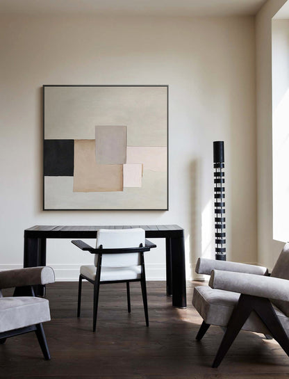 Large Abstract Canvas Wall Art, Original Geometric Acrylic Painting on Canvas, Modern Minimalist Oil Painting for Living Room, Bedroom Decor