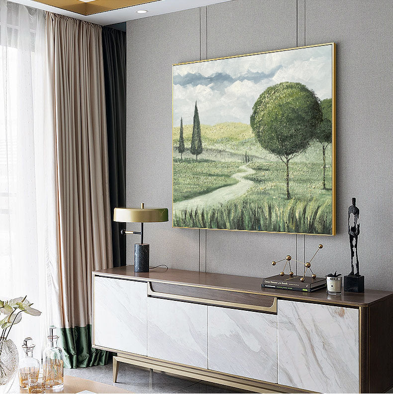 Abstract Landscape Oil Painting on Canvas, Large Original Trees Canvas Wall Art, Modern Hand Painted Nature Wall Art for Living Room Bedroom
