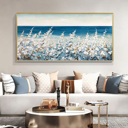Original Flower – Blue Floral Wall Art | Boho Impasto Oil Painting, view 5