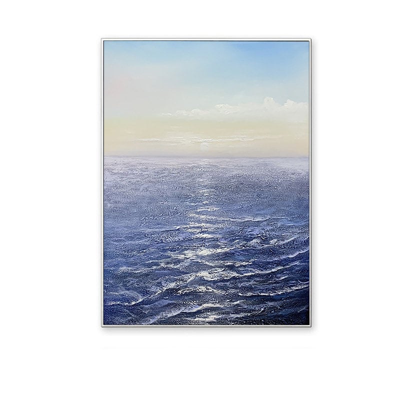 Abstract Ocean Oil Painting on Canvas, Large Original Seascape Canvas Wall Art, Modern Sea Waves Painting for Living Room, Bedroom Décor